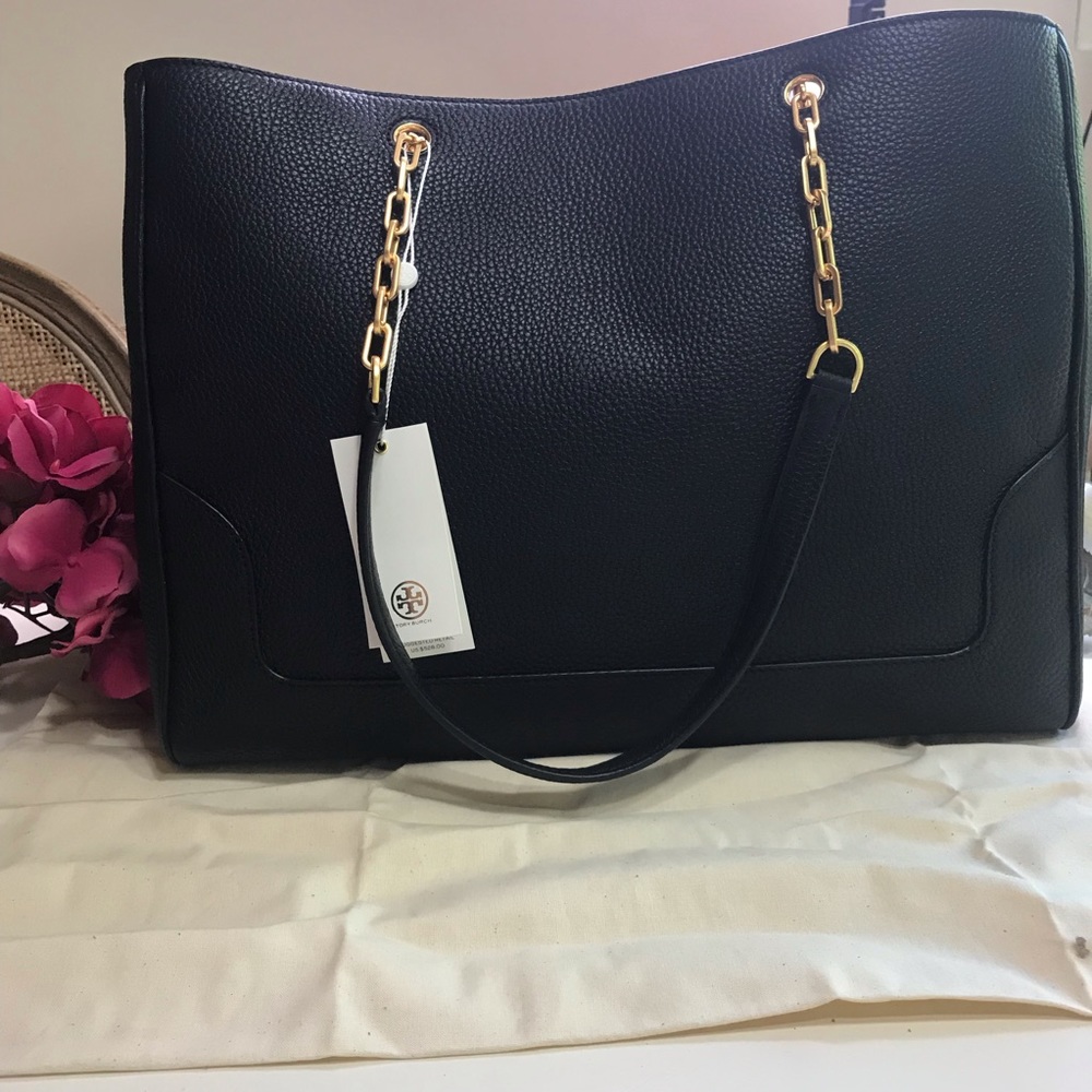 Sold!! NWT Tory Burch Black pebble leather tote - Picture 2 of 7
